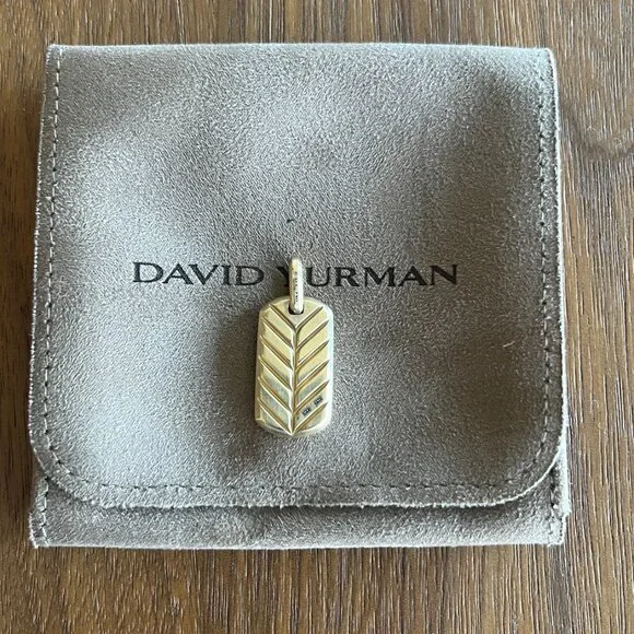 DAVID YURMAN 18K 750 YELLOW GOLD DIAMOND CHEVRON TAG PENDANT